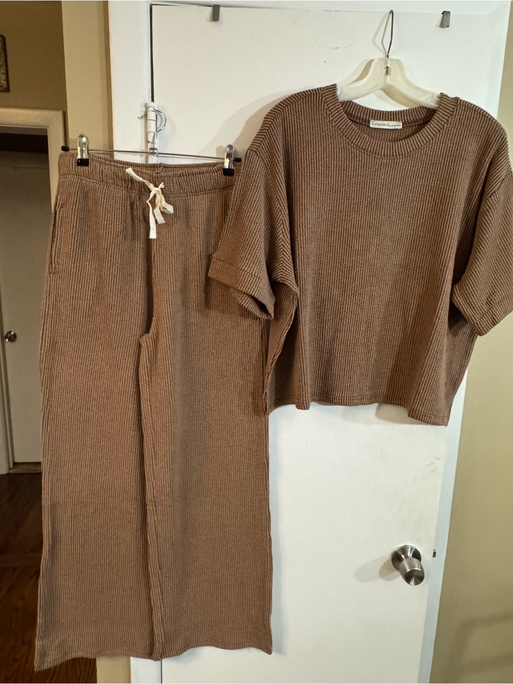Zenana Outfitters Ribbed Two-Piece Set in Taupe Brown - Picture 4 of 10